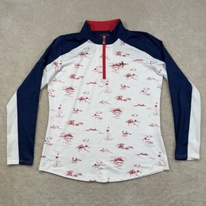 San Soleil SolCool Golf Pullover Women's L White AOP Graphic 1/4 Zip